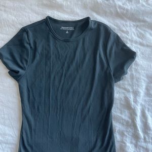 Sandwash Rib Tuckable Baby Tee in Dark Grey